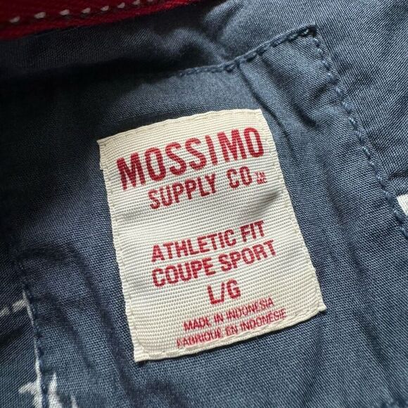 NWT Mossimo Blue Tribal Print Button Up Shirt Men’s Size Large Athletic Fit - Picture 8 of 10